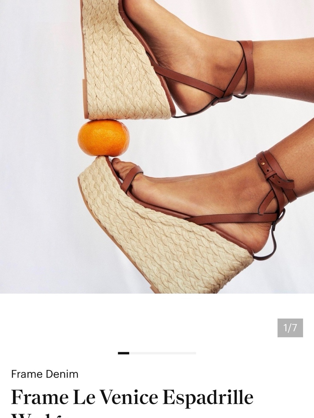 Frame Le Venice Brown Leather Ankle-Tie Espadrille Wedge
